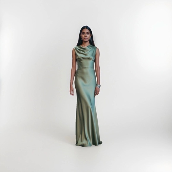 Reformation Dresses & Skirts - Reformation Satin Maxi Dress Sage Green tag 12 tailored to fit size 10 long